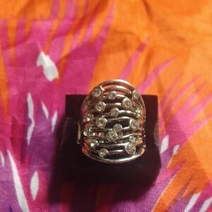 Paparazzi Silver Ring with Crystal Accents